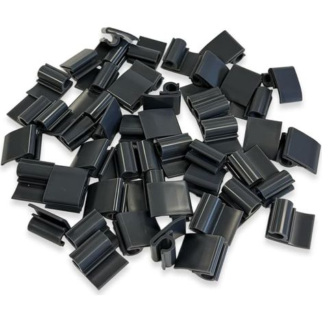 Clip di fissaggio per lamelle frangivista in PVC su recinzioni rigide, grigio antracite 7016, confezione da 50 pezzi (grigio antracite) (1/5)