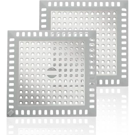 Lot de 2 Attrape Cheveux Douche, Protection de Drain Filtre Evier, Grilles carrées pour bonde de Douche en Acier Inoxydable, Universel Filtre à Cheveux pour Salle de Bain, Baignoire, Cuisine ( (1/4)