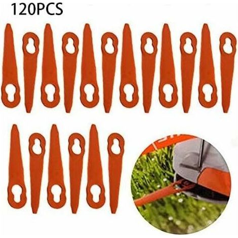 RHG 120 pièces accessoires de lames en plastique de remplacement pour STIHL Polycut 2-2 FSA 45 tondeuse à gazon coupe-herbe (1/2)