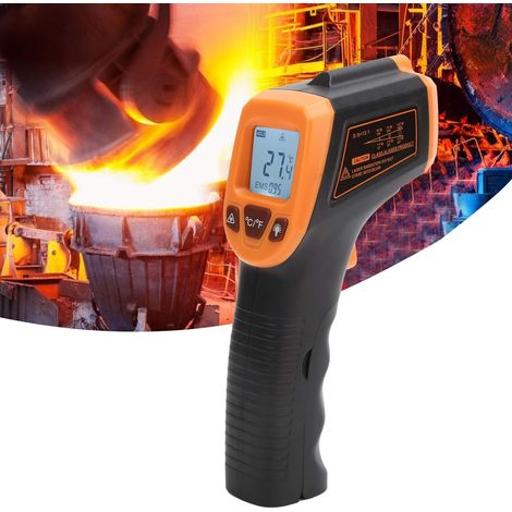 Digitale Laser-Temperaturpistole mit LCD-Display, tragbares, sofort ablesbares Thermometer für Lebensmittel, Heimreparatur, Fertigung (Orange) (1/5)