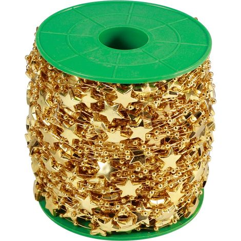 Guirlande de perles en forme d'étoile à faire soi-même, idéale pour décorer un sapin de Noël, un bouquet de mariée ou une fête (étoile dorée à cinq branches). (1/5)