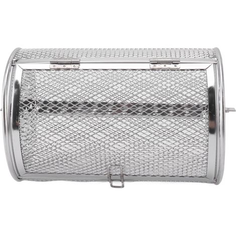 Panier à griller roulant en acier inoxydable, grille ronde en acier inoxydable pour barbecue, idéal pour les cacahuètes, les noix séchées et les légumes. (1/5)