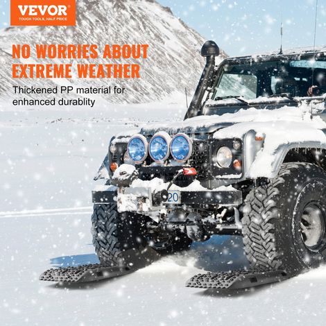 Plaque de Désenlisement 10 T avec PP, Tapis de Traction pour Tout-Terrain/Voiture/Pick-up/SUV/Camping-car, Planche de Récupération de Sable Boue Neige, Sac de Rangement, Long, Noir, 2PCs (1/5)