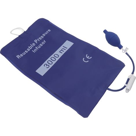 Poche de perfusion sous pression de 3000 ml, étanche à l'air pendant 3 heures, pour perfusion rapide de liquides, usage de premiers secours, couleur bleue. (1/5)