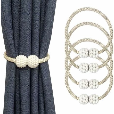 Embrasses pour Rideaux ,Attache Rideau Aimante ,Embrasses Rideaux Décoratives avec Corde et Boule d'embrasse Magnétique pour la maison, décoration de fenêtre jolie et tendance(Beige)-LIAIKI (1/5)