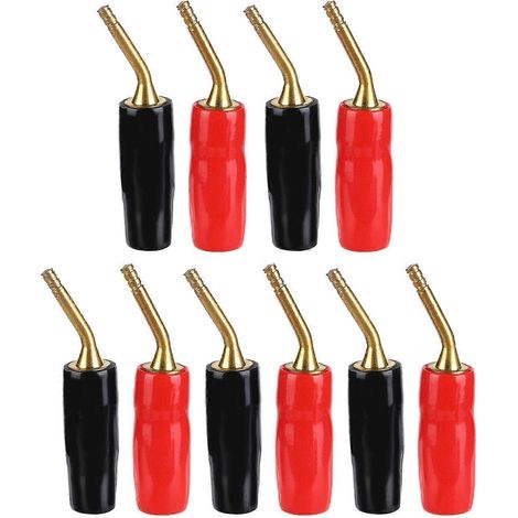U44 5er-Set Lautsprecherstecker, vergoldet, biegsam, Kupfer, Schwarz, Rot, Audiostecker