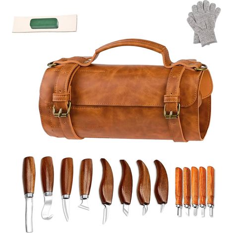 Holzschnitzwerkzeug-Set mit Polyurethan-Etui, 17 Holzschnitzwerkzeuge für Anfänger (1/5)