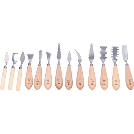 13 couteaux à palette pour peinture à l'huile, raclettes de forme spéciale et sac de rangement inclus.