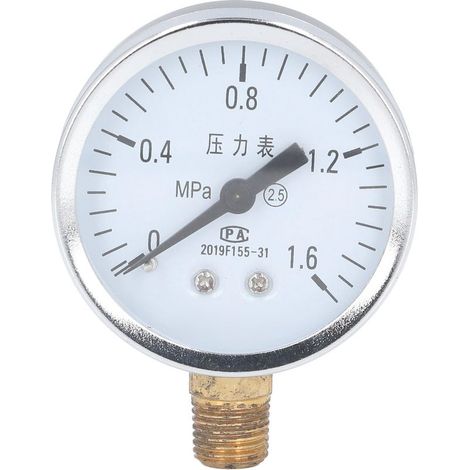 Manomètre 1/4 NPT Cadran Transparent Niveau de Précision 2,5 avec Boîtier en Acier Inoxydable pour Air 0 à 1,6Mpa. (1/5)