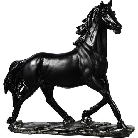 Statue de Cheval en Résine Noire, Décoration Réaliste et Résistante la Décoloration, pour Anniversaire et Décor d'affaires (1/5)