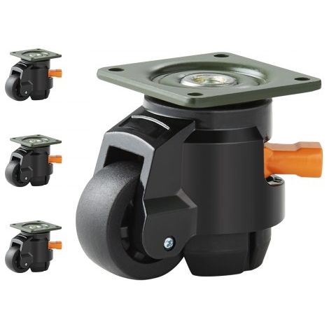 4er-Set Lenkrolle φ50,8mm Möbelrolle Höhenverstellbar Transportrolle 0,5 Tonnen Tragfähigkeit Schwerlastrolle aus Nylon Nivellierrolle Lastrolle Laufrolle für Holzregale Möbel Werkbänke (1/5)