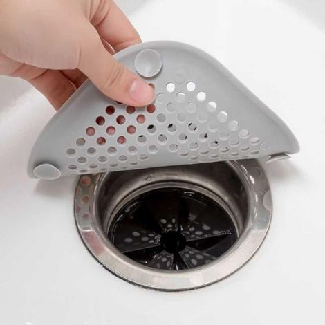 Tampon vidange sol à ventouse, pour cuisine/salle de bains, anti-colmatage, filtre cheveux (gris). (1/5)