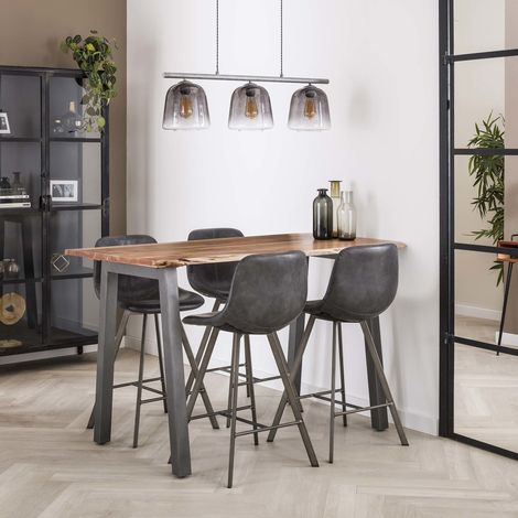 Industrieller Bartisch Aberdeen, Akazienholz, Baumstammform, 147 (1/5)