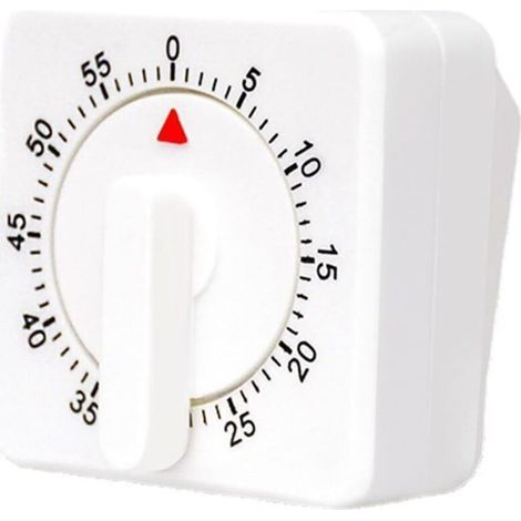 Minuterie Cuisine - Mécanique 60 Minutes - Alarme Sonore Forte - Carrée Blanc - 6 x 6 x 2,5 cm - 1 Pièce (1/4)