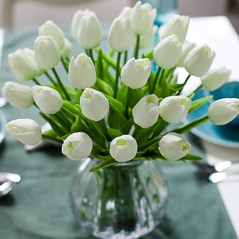 10 tulipes artificielles, fleurs en latex, matériau réaliste-AquaForge (1/5)