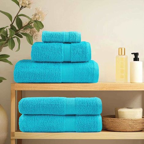 Serviettes d'invité SOLUND, lot de 4, turquoise, 15 x 21 cm, 550 g/m²