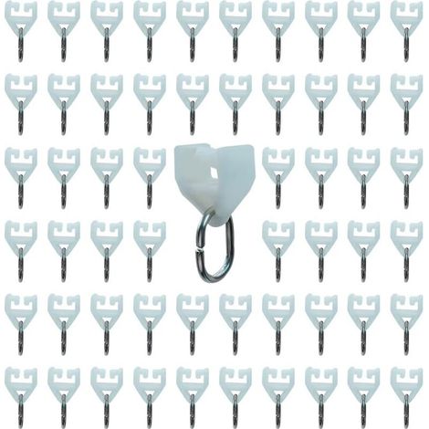 Rodillos para riel de cortina - 80 piezas, ganchos deslizantes para riel de cortina exterior, polea de cortina de plástico (blanco) (1/4)
