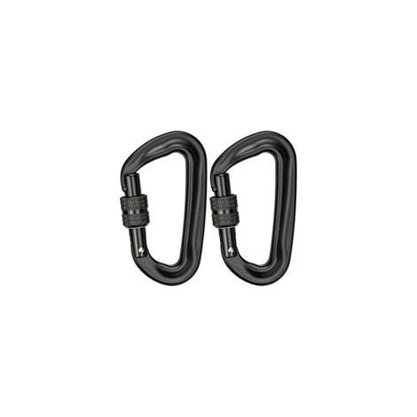 Stück 12 kN (1200 kg) Hochleistungs-Kletterkarabiner, D-förmige Aluminium-Verschlusskarabiner für Hängematten, Yogaschaukeln, Camping, Schlüsselanhänger, Hundeketten (Schwarz) (1/4)