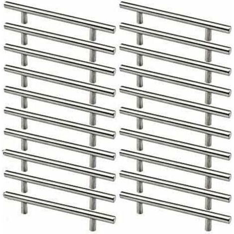 20 x Edelstahl-Küchenschrankgriffe, 128 mm Lochabstand, gebürsteter Stahl-T-Griff für Schranktüren - LIAIKI