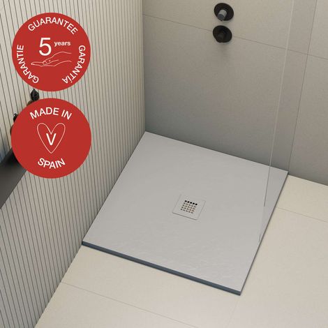 Receveur de douche Poalgi, extraplat, gris humo, L.100 x l.100 cm, finition ardoise, série Hos's (1/5)