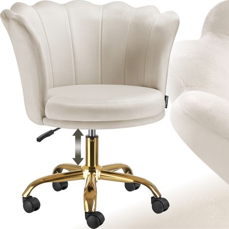 Chaise de bureau rembourrée revêtement velours avec double roulettes (1/5)