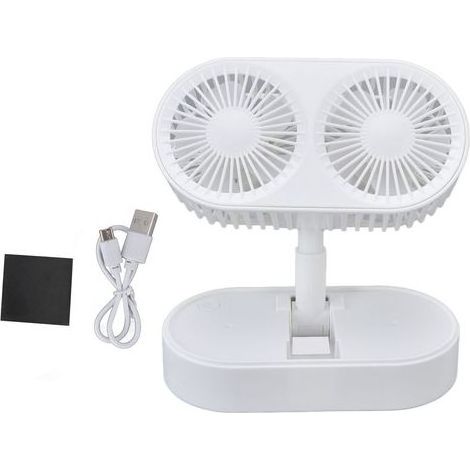 I Fan del Desktop Doppio Motore con regolazione Angolo di 135° - 3 Velocità Silent - Bianco (1/5)