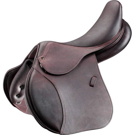 Sella da salto modello Bristol in pelle Close Contact tradizionale con seggio semi profondo e appoggi regolabili: 17", marrone (1/5)