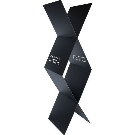 Portalegna per Camino da Interno 310x290x1180 cm in Acciaio Crea Rombo Alto Nero (1/4)