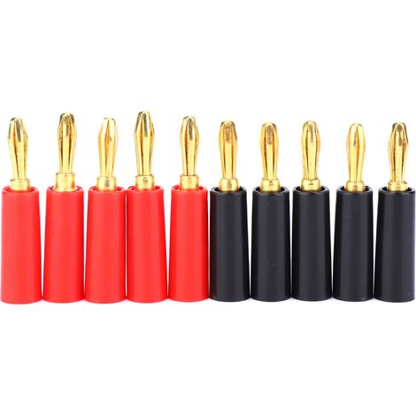 Fiche Banane Plaqué Or - Connecteur Audio Cuivre Pur 4mm - Pour Câble HiFi Et Enceintes - Lot De 10 Pièces (1/5)