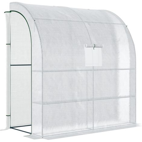 Serre en aluminium, serre à tomates avec fenêtres grillagées, serre à portes enroulables, chambre de semis avec protection UV, blanche, 200 x 100 x. (1/5)