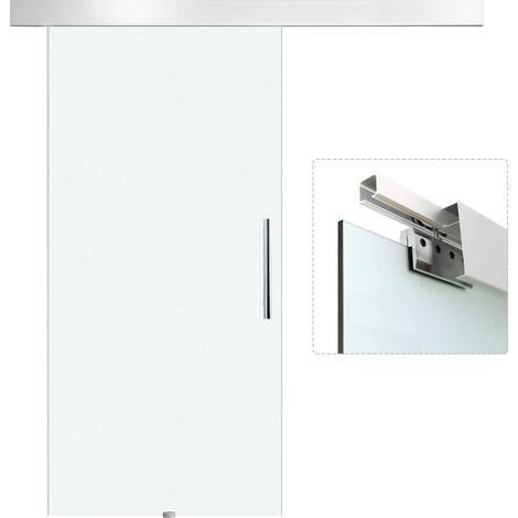 HOMCOM Glasschiebetür Schiebetür Tür Zimmertür mit Griffstange einseitig satiniert 102,5 x 205 cm