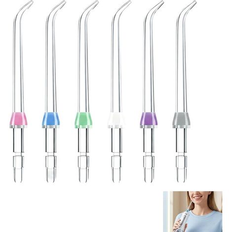 6 Pièces Embout Jet Dentaire Compatibles WP100 WP660 WP250 et Autres Modèles, Buse Rechange Hydropulseur Embouts Jet Dentaire Haute Pression, Recharges Hydropulseur Nettoyage Dents Gencives (1/5)
