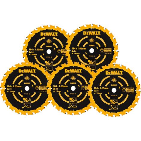 5 x Dewalt DT10302 Circular Saw Blades 184 x 16 x 24T Extreme Framing DWE560 (1/4)