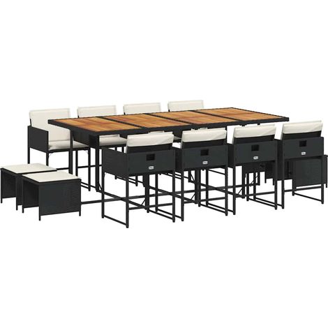 Maison Exclusive - Set comedor de jardín con cojines 13 pzas ratá (1/5)