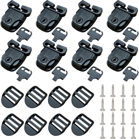 Lot de 8 Clips de protection, clé incluse, plastique durable, pour sangles 35 mm, spa hiver
