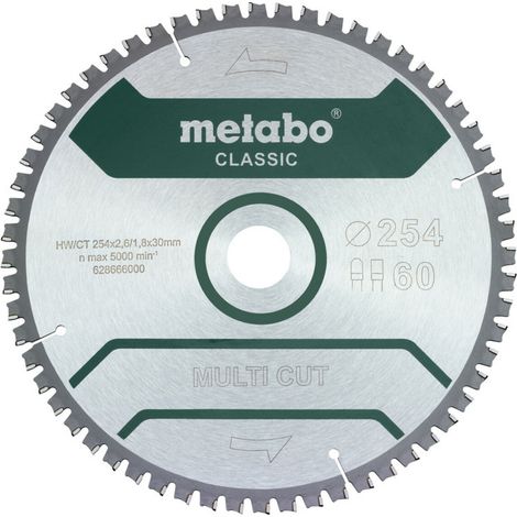 Metabo Sägeblatt "multi cut cut - classic", 254x2,6/1,8x30 Z60 FZ/TZ 5°neg /B