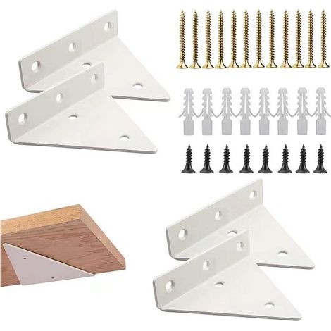 Staffe triangolari invisibili in metallo per mensole – Set da 4 – Antiruggine – Montaggio a parete per mensole in legno – Dimensioni 13L x 17H x 2D (1/4)