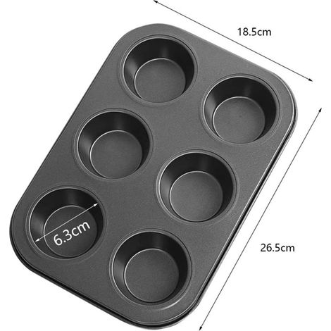 1 Moule à cupcakes 6 cavités, acier au carbone, antiadhésif, pour cheesecake, cuisson four (1/5)