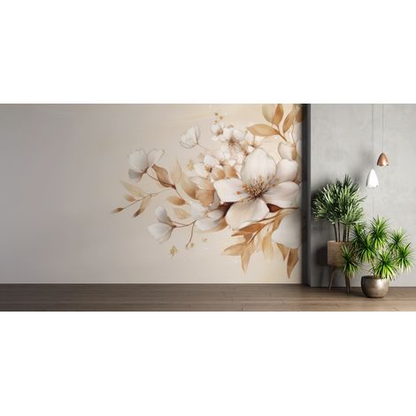 Papier peint fleuri - coin fleurs bohème - 150 x 250 cm (1/2)