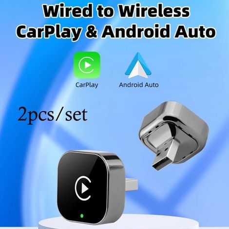 2 Stück/Set Neue 2 in 1 Wireless CarPlay AI Box Android Auto Plug & Play für CarPlay Umrüstung Kabellos mit dem Originalfahrzeug verbunden, CarPl (1/5)