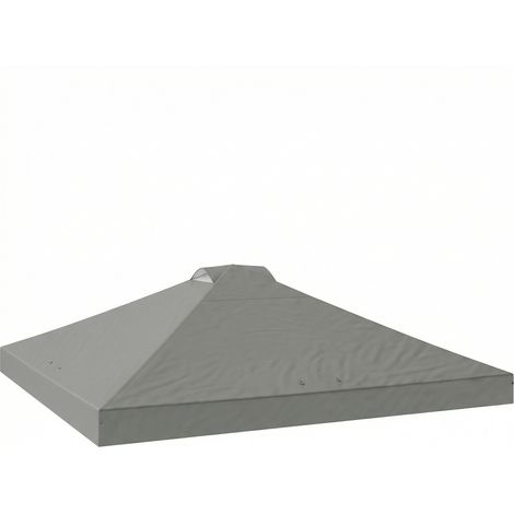 Ersatzdach für Gartenpavillons 3x3 m – Wasserdicht UV50+ – 8 Ablauflöcher – Hellgrau – Optimaler Schutz