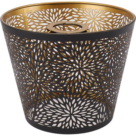 Abat-jour métal E26 E27 motif arbre forêt, découpé fer décoratif, motif doré intérieur, noir, pour lampe table mur plafond (1/5)