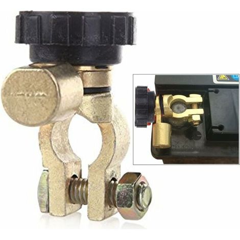 360° drehbarer Batterieschalter – Messingbeschichtete Zinklegierung – Für Batterien mit 15–17 mm Polanschluss – 2 Stück (1/5)