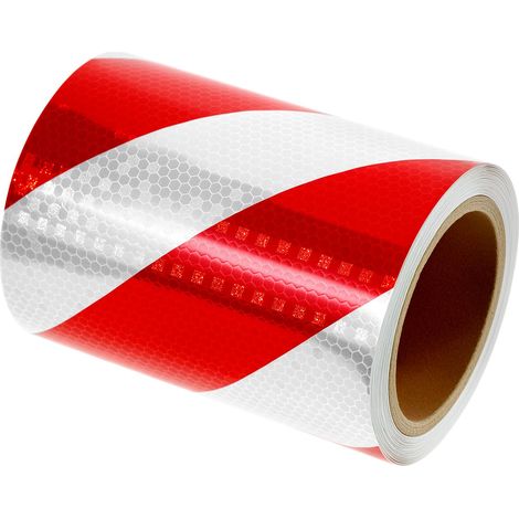 Ruban Réfléchissant Adhésif 15cm x 10m Rouge et Blanc – Bande de Sécurité Large à Haute Visibilité pour Camion, Remorque, Garage et Balisage Extérieur – Autocollant Imperméable en PET (1/5)