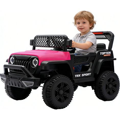 Voiture Électrique Enfant Rose 12V Fonction Balancement, Portes Ouvrantes, 96×59×58cm (1/5)