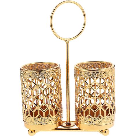 Porte-ustensiles, porte-couverts, organisateur de couverts pour plan de travail de cuisine-17.5X12X5CM-Golden (1/3)