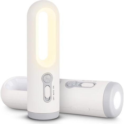 2-in-1 wiederaufladbares, tragbares LED-Nachtlicht mit Bewegungssensor, ideal für Schlafzimmer, Badezimmer, zum Lesen und Campen