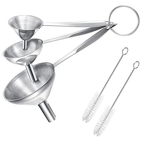 Entonnoir Cuisine, 3 Pièces Essence Antonoire De Cuisine Inox a Piston, Avec 2 Brosses Nettoyage Pour Le Transfert Liquides et Poudres - (1/5)
