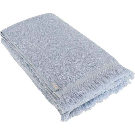Serviette de bain 90x150 cm 100% coton finition frange - bleu clair - Tendance (1/2)
