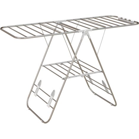 Tendedero plegable de acero inoxidable y plástico plateado 148 x 60,5 x 98 cm HOMVRA (1/5)